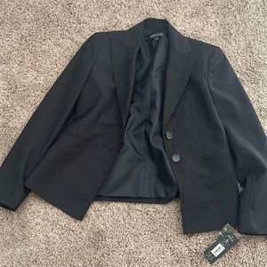 Kasper black and brown striped suit coat and suit pants set 2 petite